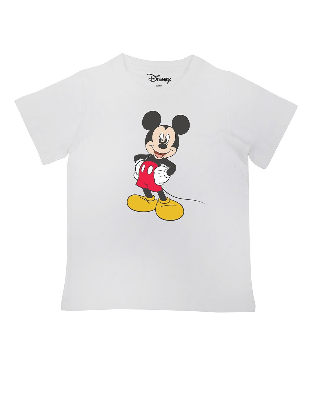 Disney by Wear Your Mind Boys White Mickey Mouse Printed T-shirt