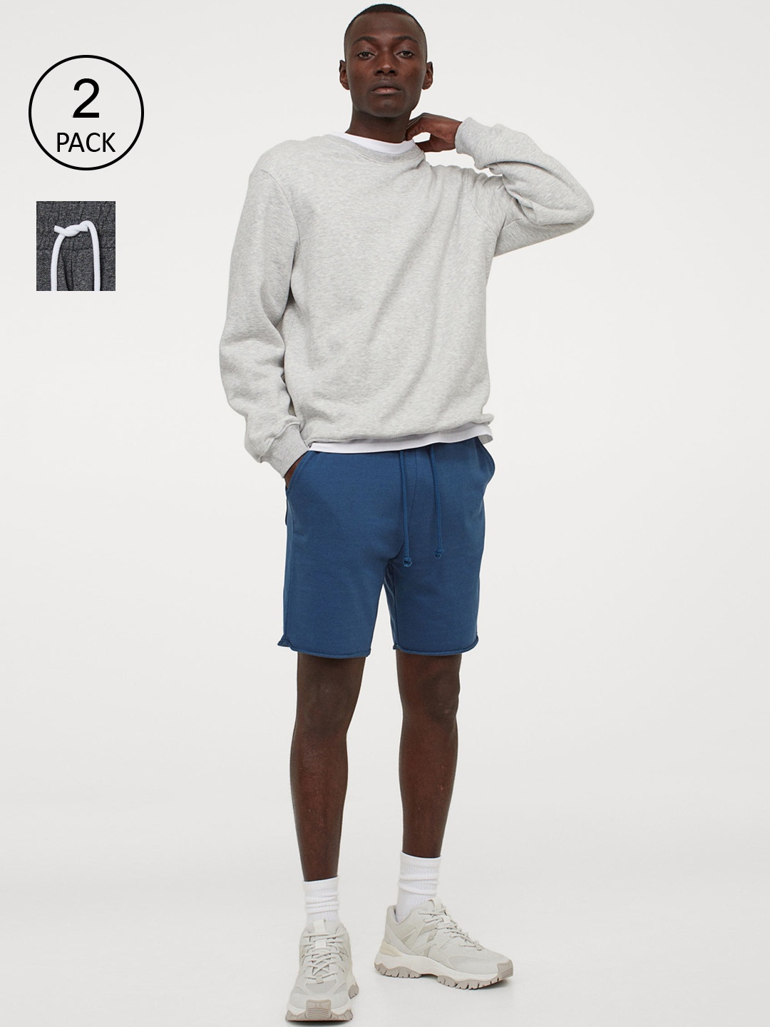 

H&M Men Blue & Grey 2-Pack Regular Fit Sweatshorts