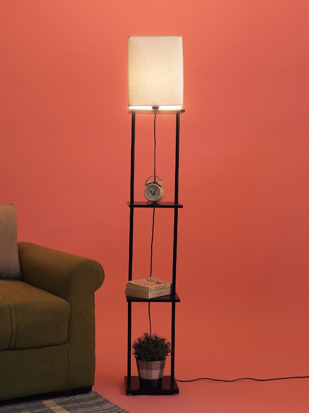 

SANDED EDGE Beige Contemporary Shelf Lamp with Shade