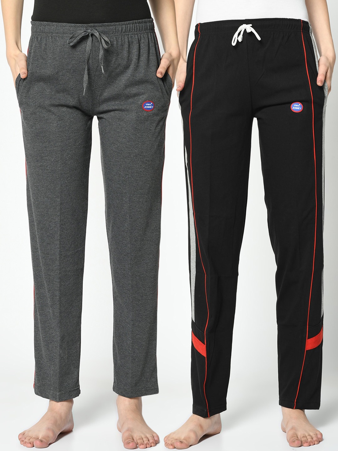 

VIMAL JONNEY Women Pack Of 2 Printed Lounge Pants, Grey
