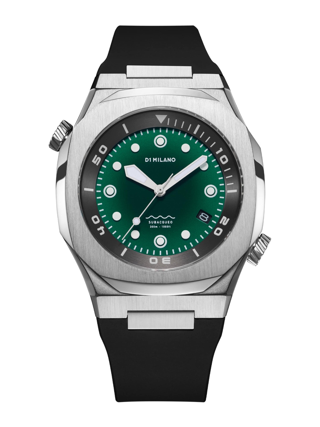 

D1 Milano Men Green Brass Dial & Black Silicone Straps Analogue Watch DVRJ03