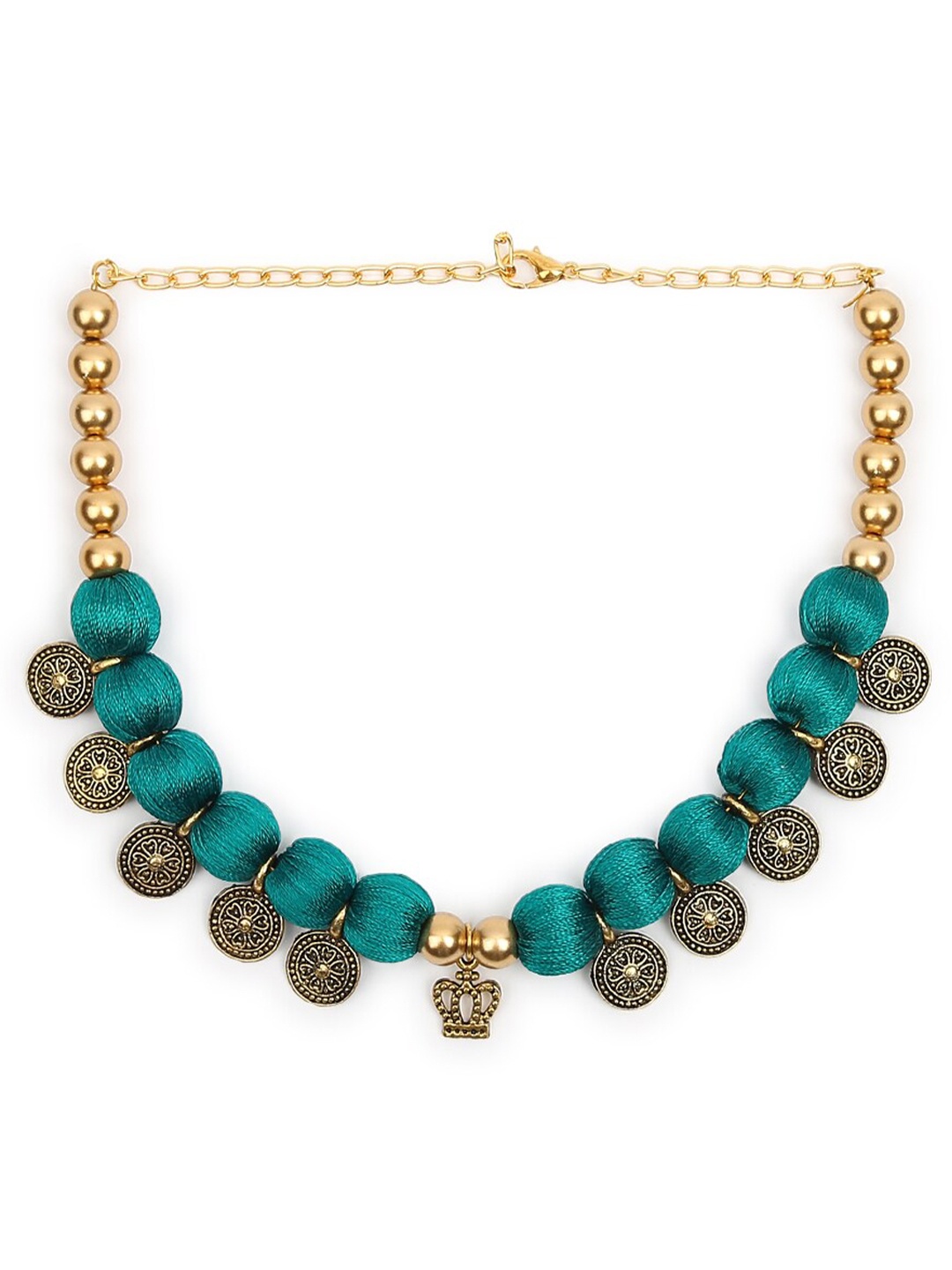

AKSHARA Green & Gold-Toned Choker Necklace