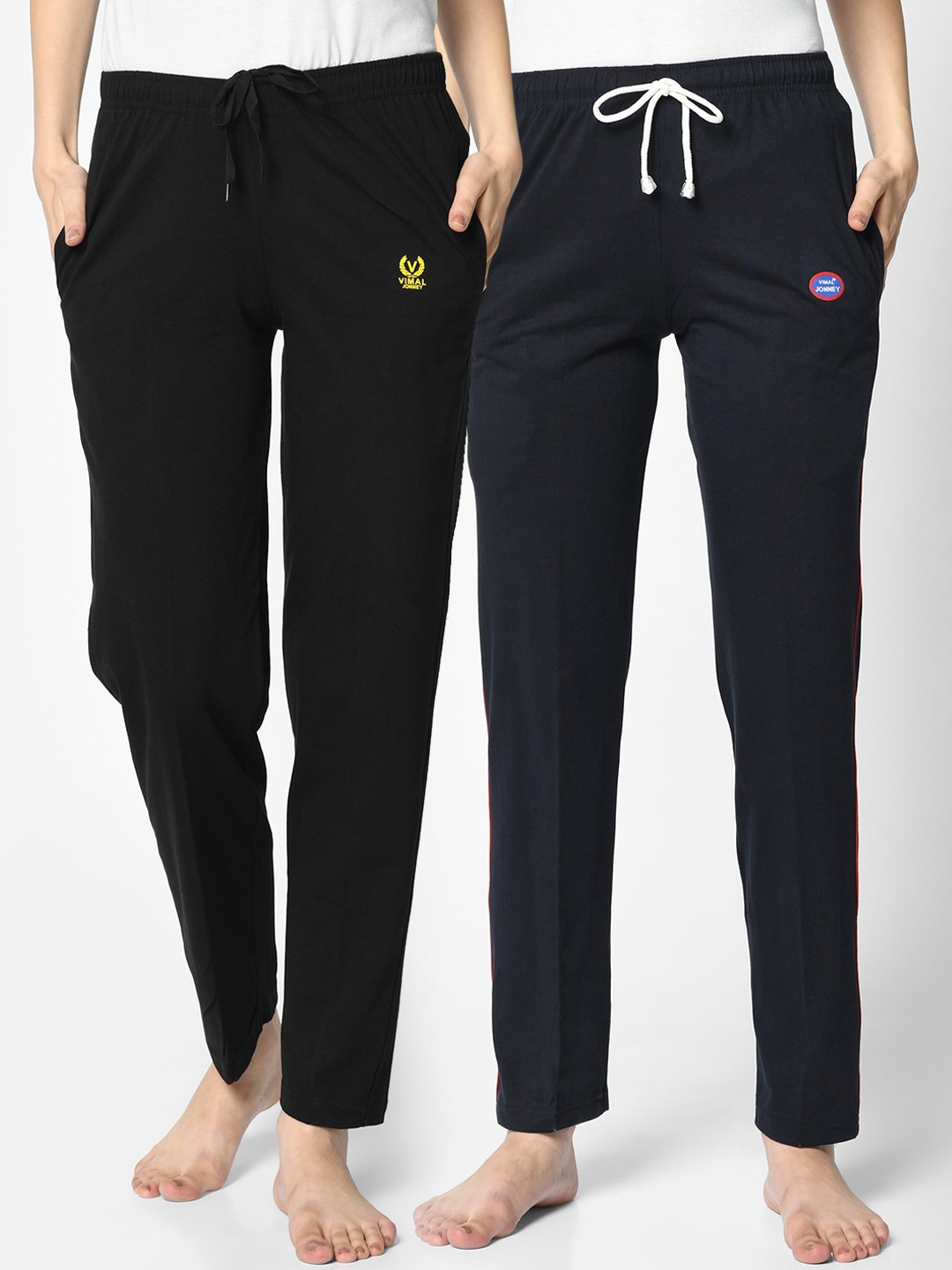 

VIMAL JONNEY Women Pack Of 2 Solid Lounge Pants, Navy blue