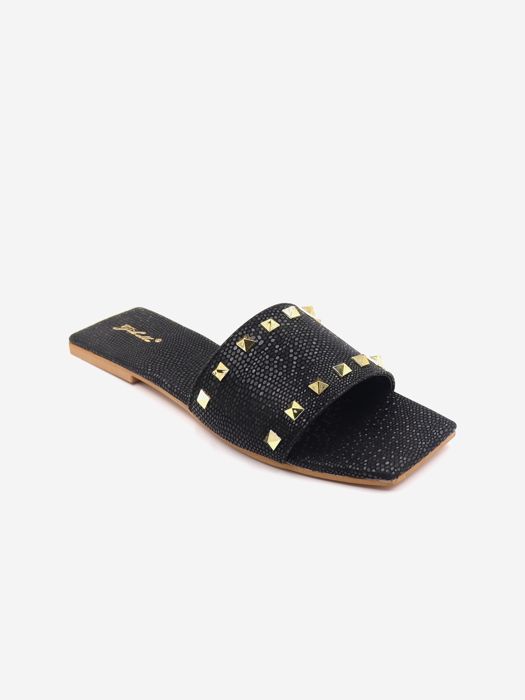 

Gibelle Women Black Embellished Open Toe Flats