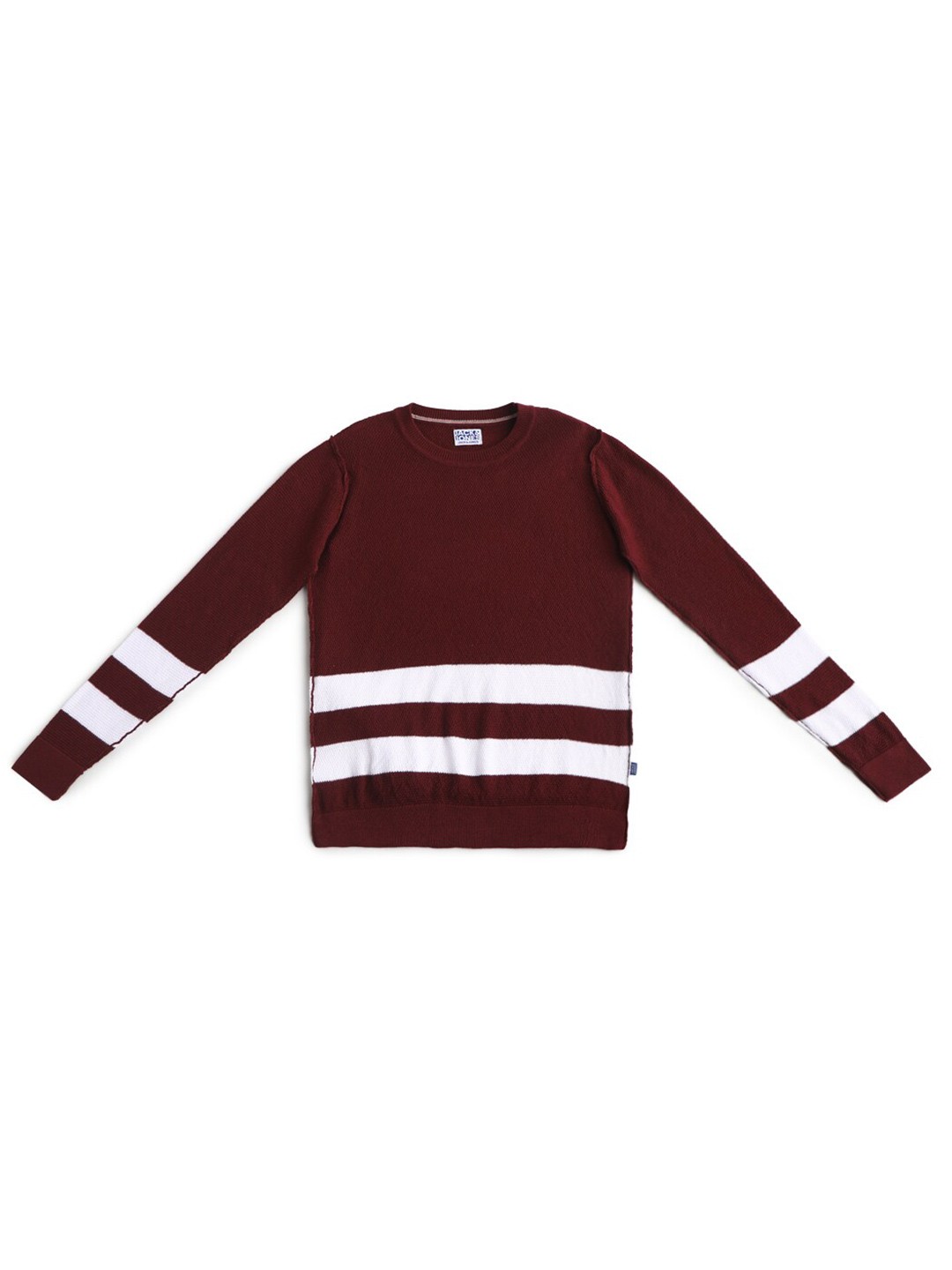 

Jack & Jones Boys Maroon & White Striped Pullover Sweater