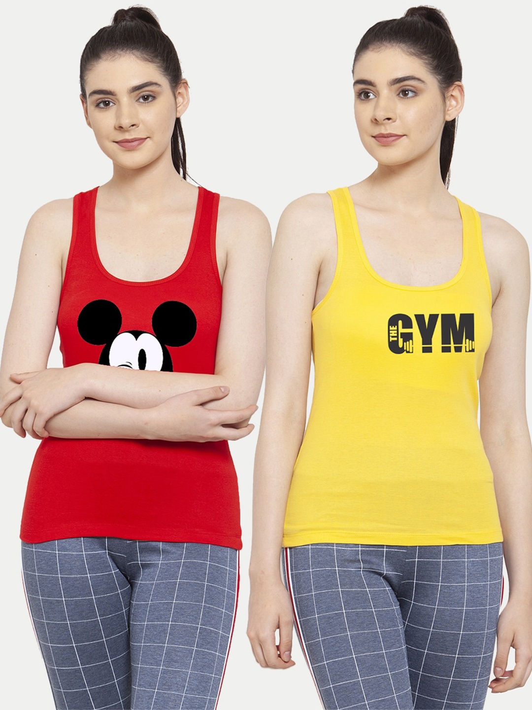 

Friskers Pack of 2 Printed Tank Tops, Red