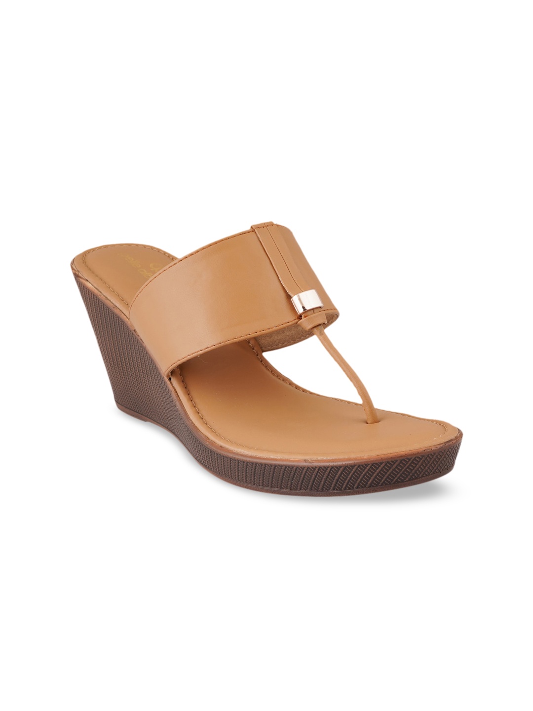 

Pelle Albero Women Tan Embellished Wedge Open Toe Sandals