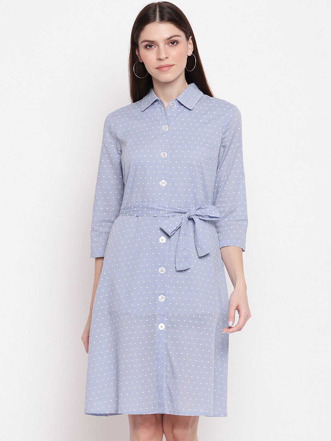 

sandy AND ritz Blue Polka Dot Shirt Dress