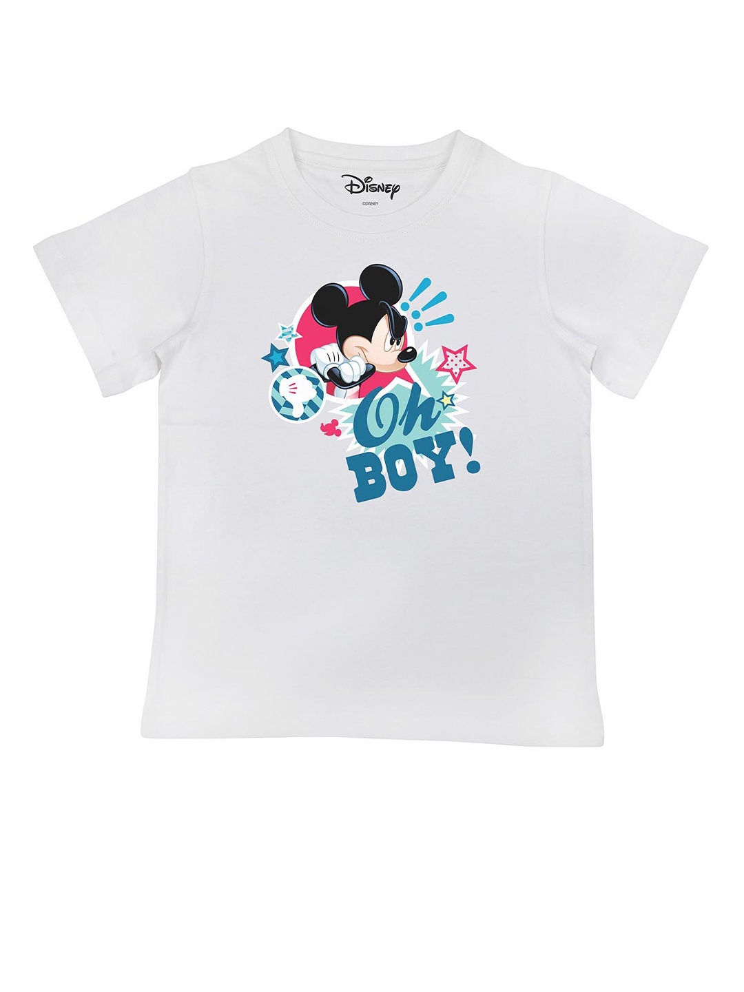 Disney by Wear Your Mind Boys White Mickey Mouse Printed T-shirt