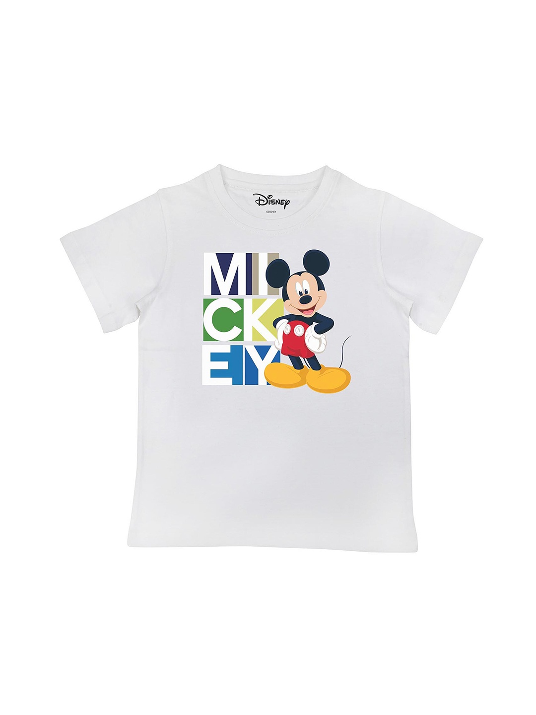 Disney by Wear Your Mind Boys White Mickey Mouse Printed T-shirt