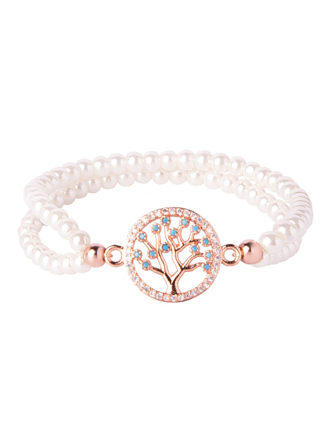 

Moon Dust Women Rose Gold-Plated & White Brass CZ Studded Charm Bracelet