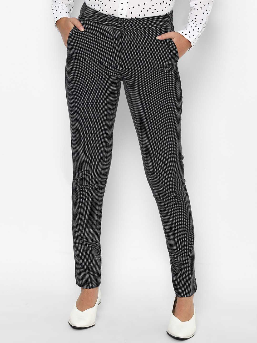 

Allen Solly Woman Women Black Printed Formal Trousers