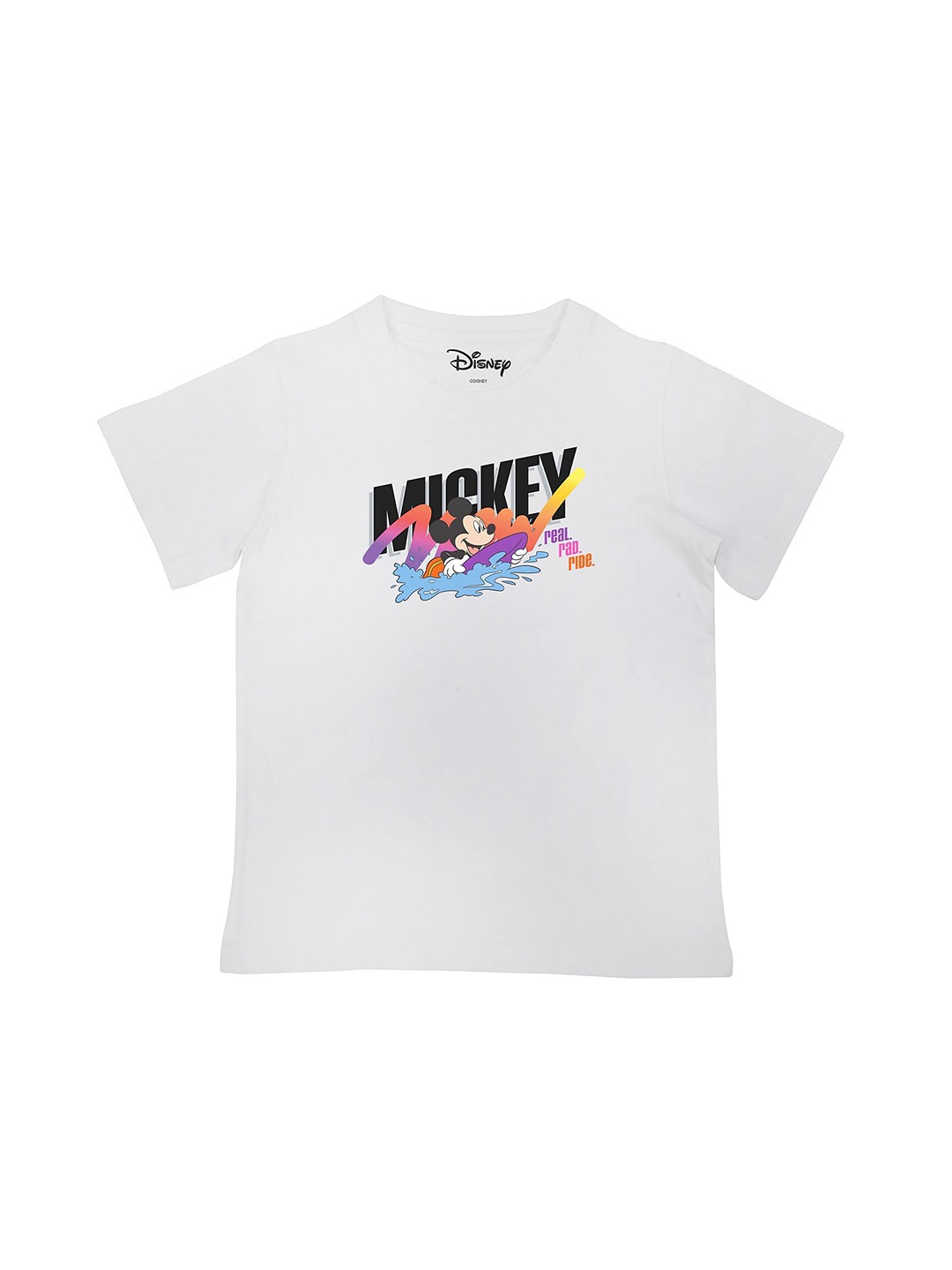 

Disney by Wear Your Mind Boys White Mickey Mouse Printed T-shirt