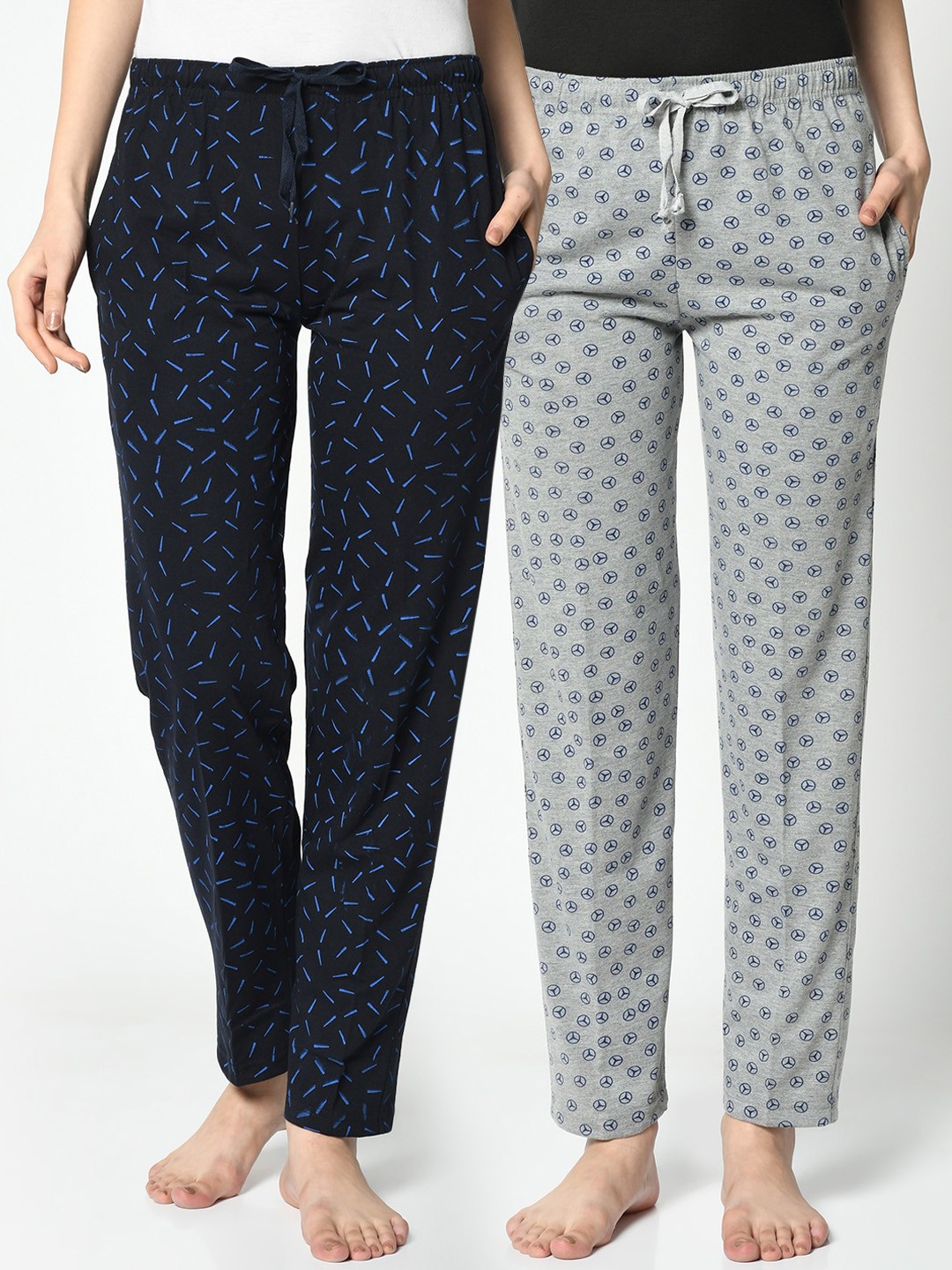 

VIMAL JONNEY Women Pack Of 2 Printed Lounge Pants, Blue