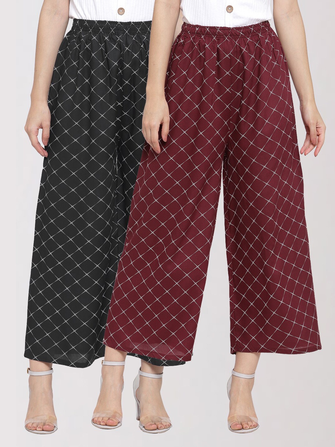 

KLOTTHE Women Multicoloured Pack of 2 Printed Palazzos, Multi