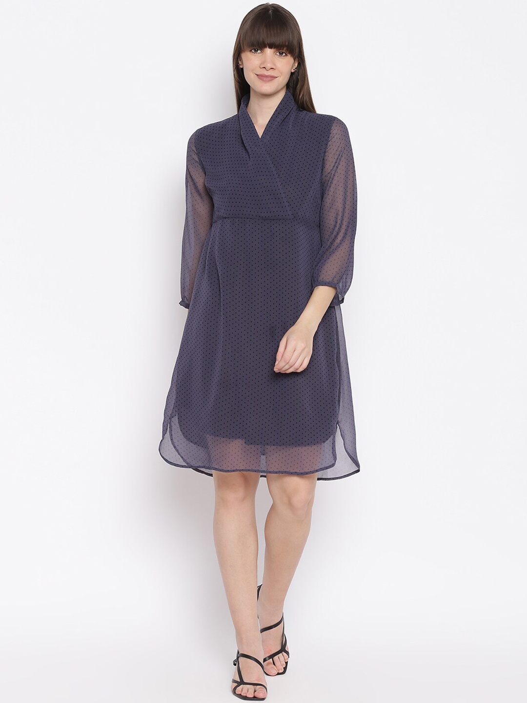 

sandy AND ritz Women Mauve Polka Print Wrap Dress