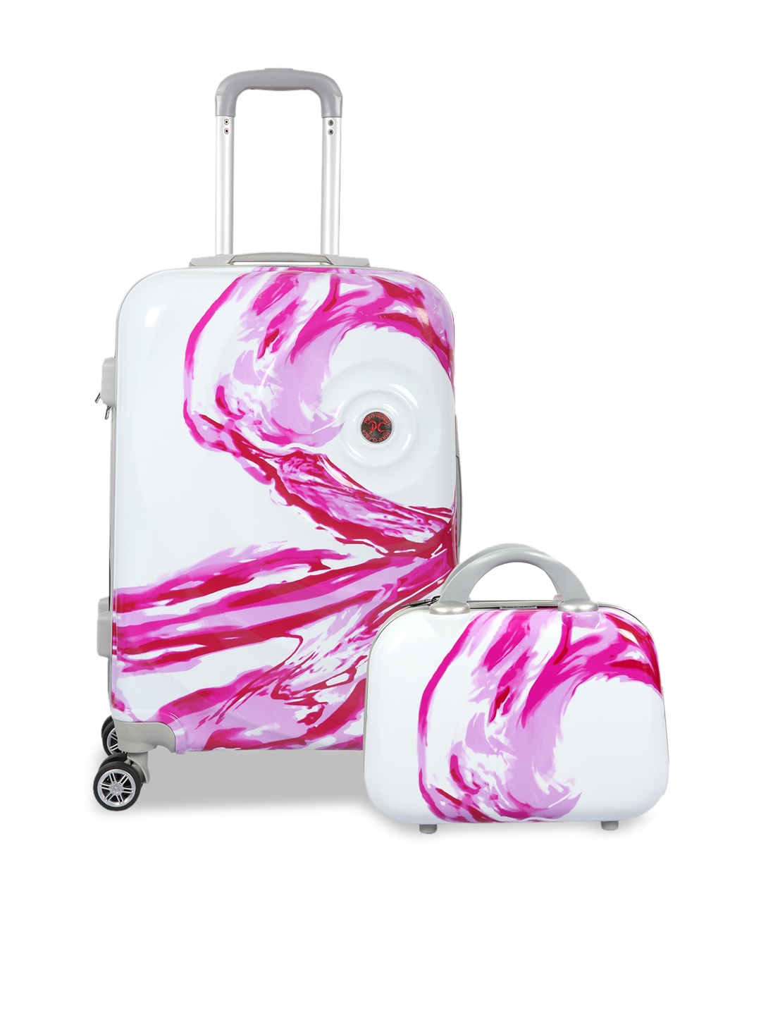 

Polo Class Printed Trolley Bag with Vanity Bag, Pink
