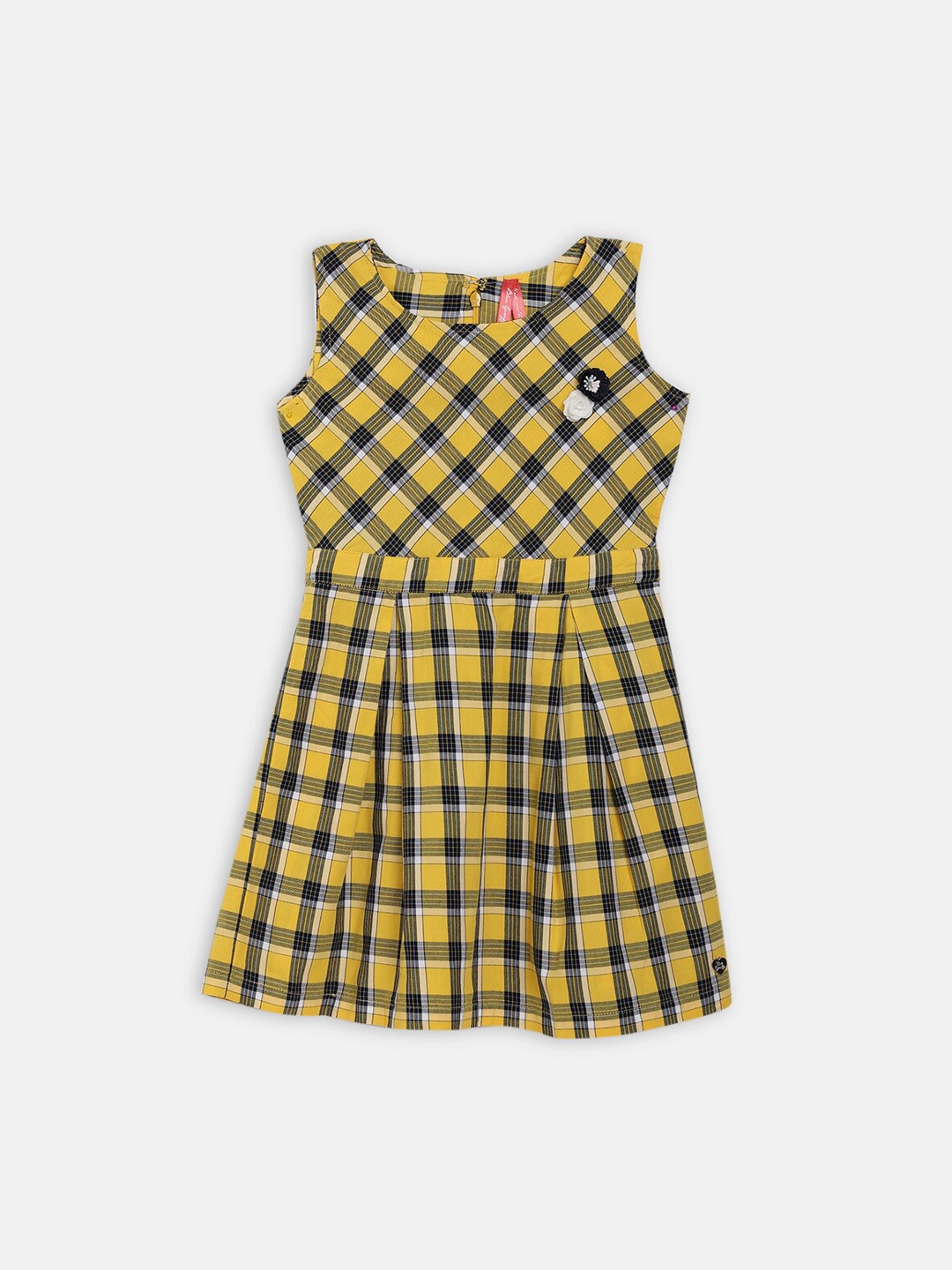

Blue Giraffe Yellow Checked Dress