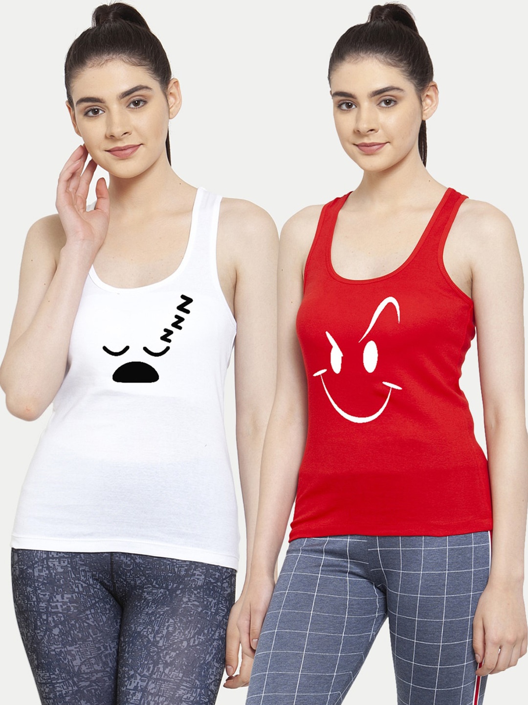 

Friskers Set of 2 White & Red Tank Top