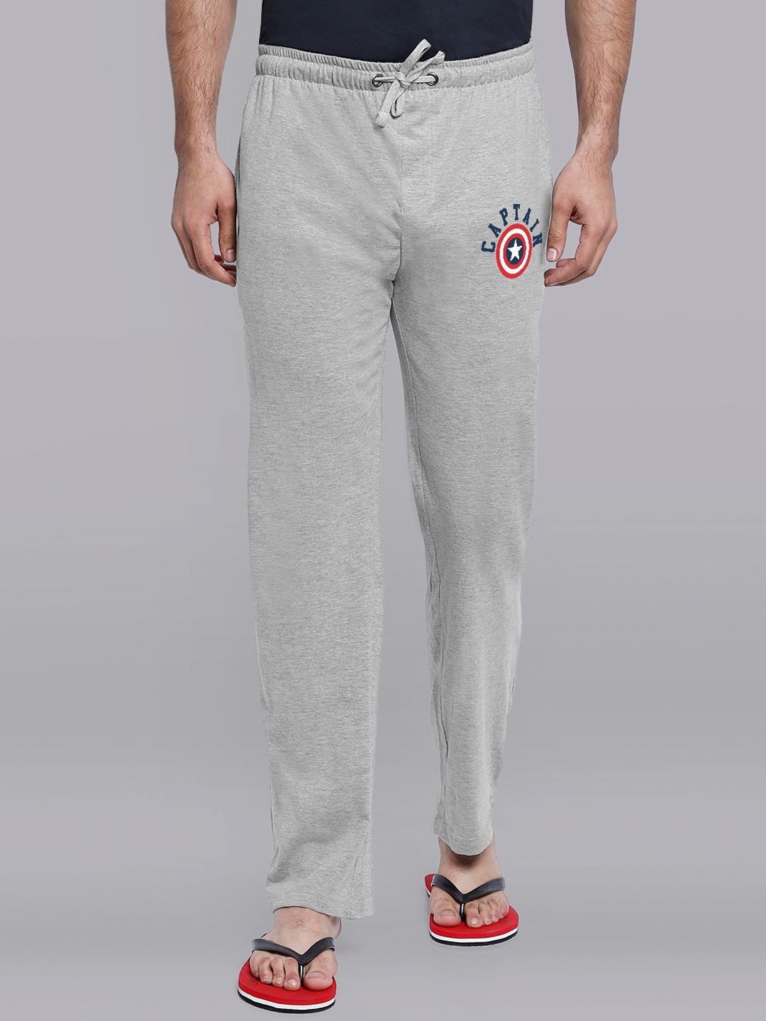 

Free Authority Men Grey Melange & Red Captain America Print Lounge Pants