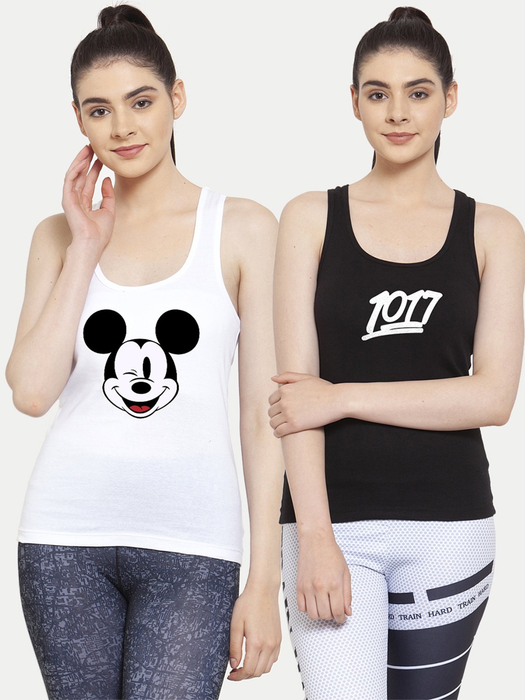 

Friskers Set of 2 White & Black Mickey Mouse Featured Tank Top