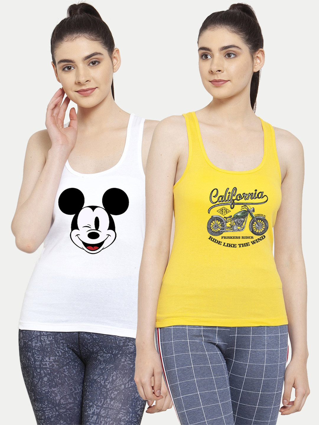 

Friskers Set of 2 White & Yellow Mickey Mouse Featured Tank Top