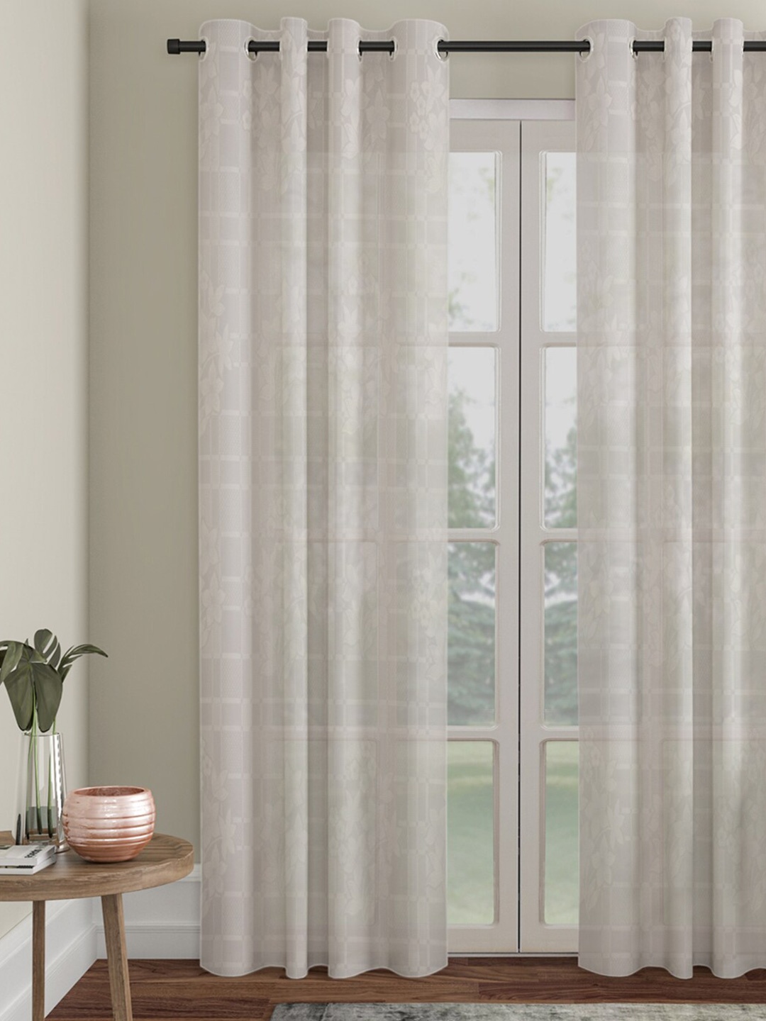 

HOSTA HOMES Cream-Coloured Floral Door Curtain