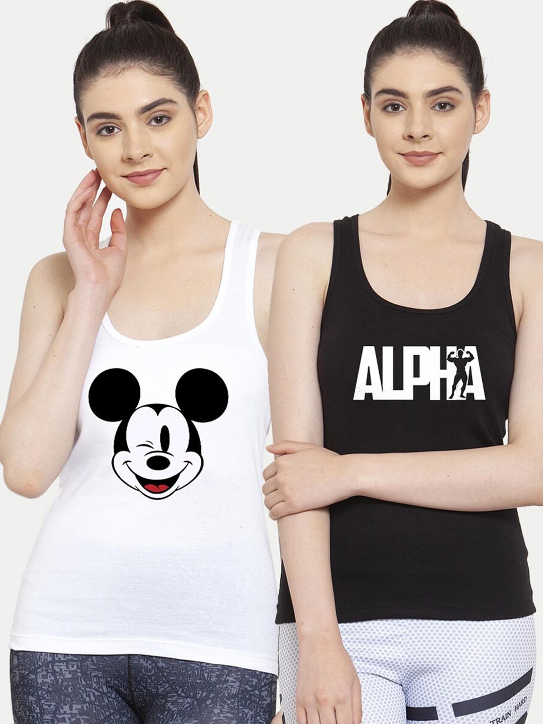 

Friskers Pack Of 2 White & Black Tank Top