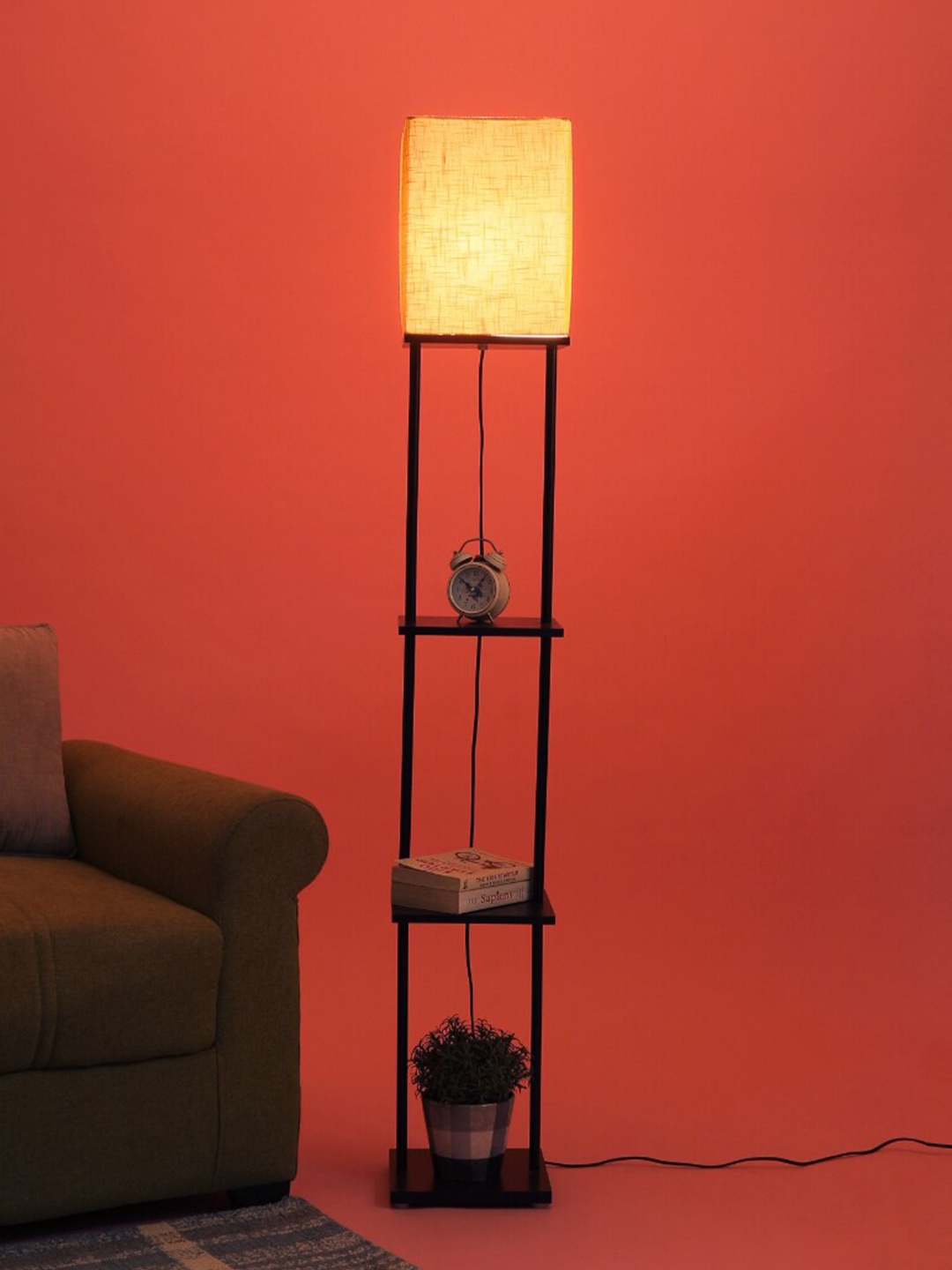 

SANDED EDGE Orange & Brown Contemporary Shelf Lamp with Shade