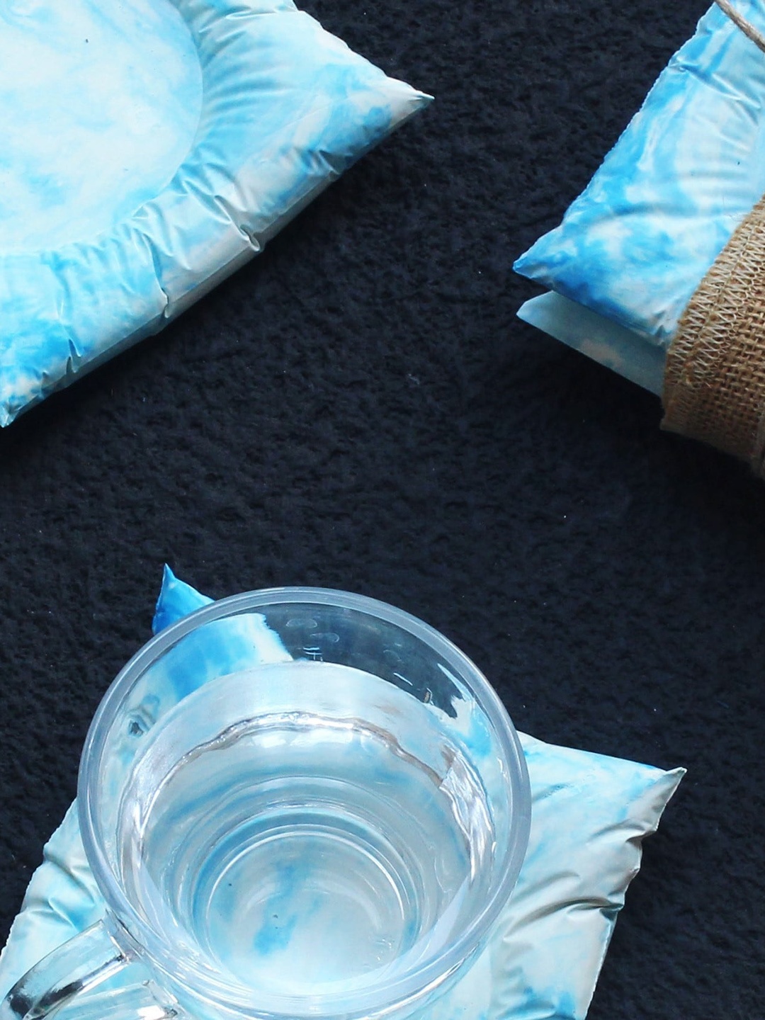 THOA Set of 4 Blue Concrete Cushion Coasters