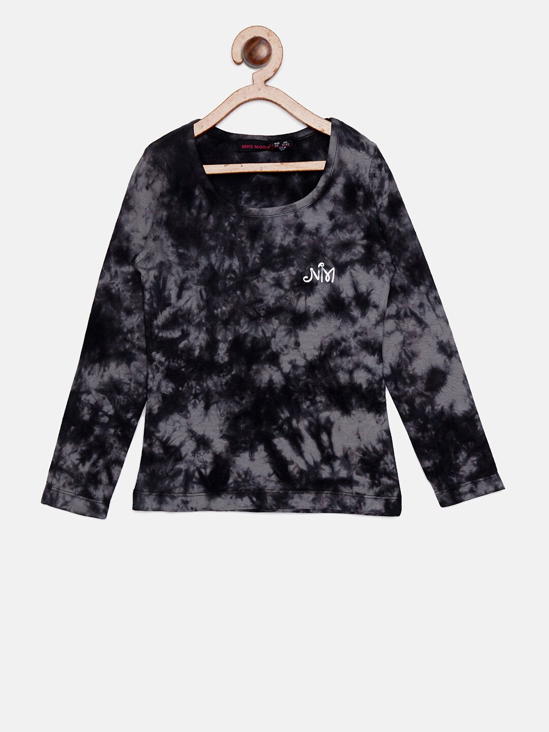 

Nins Moda Black Tie and Dye Regular Top
