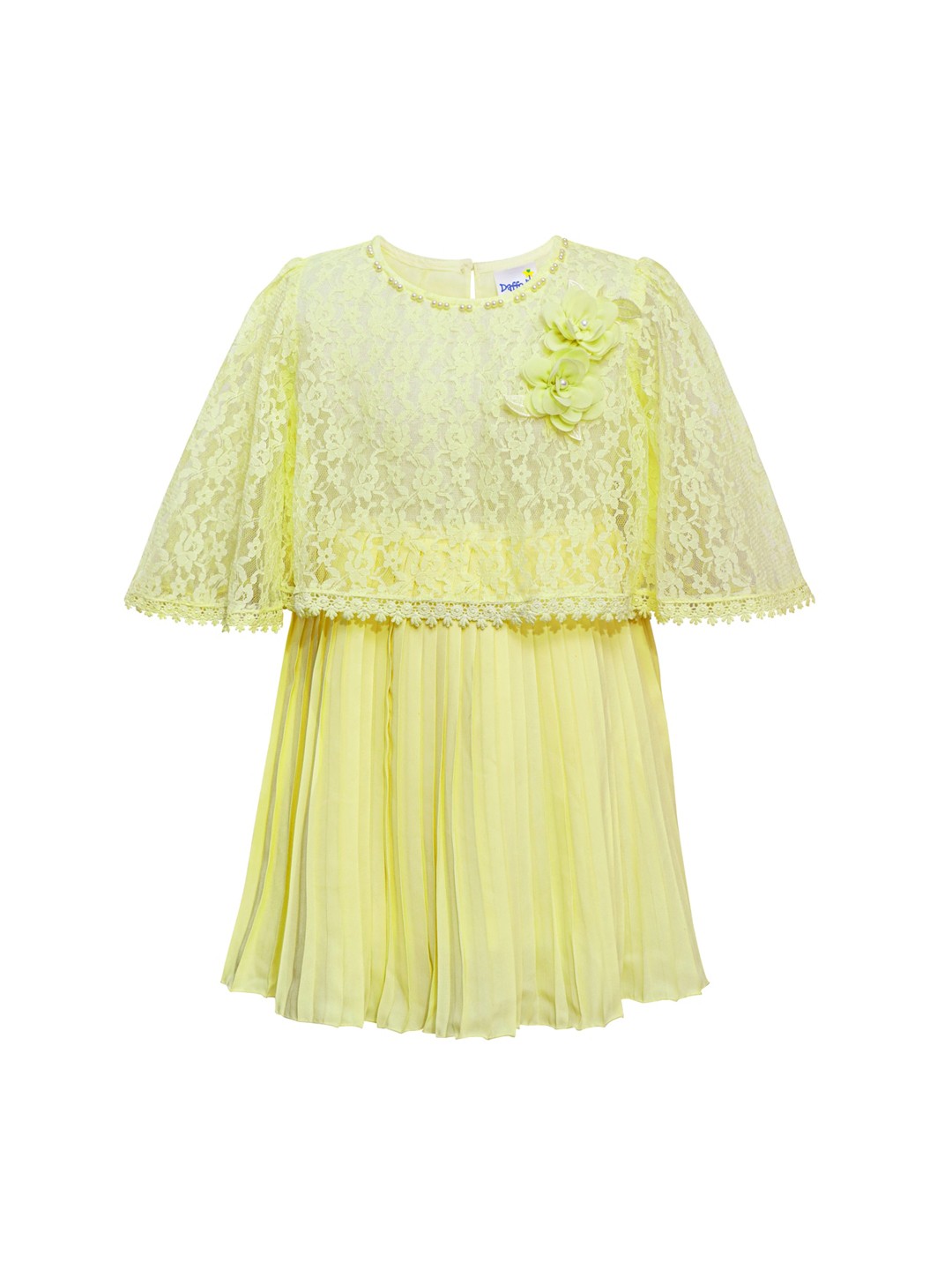 

Daffodils GIRLS WEAR Yellow Georgette Dress with Acordian Pleates