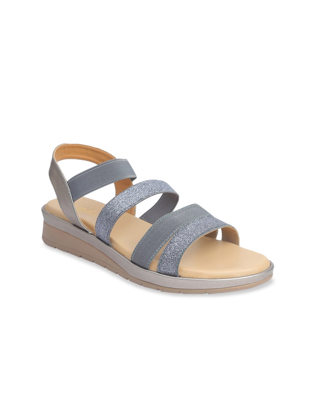 

VALIOSAA Grey Embellished Flatform Sandals