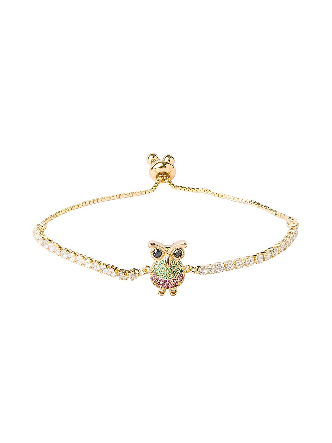 

Moon Dust Women Gold-Toned & Green Brass Cubic Zirconia Gold-Plated Charm Bracelet