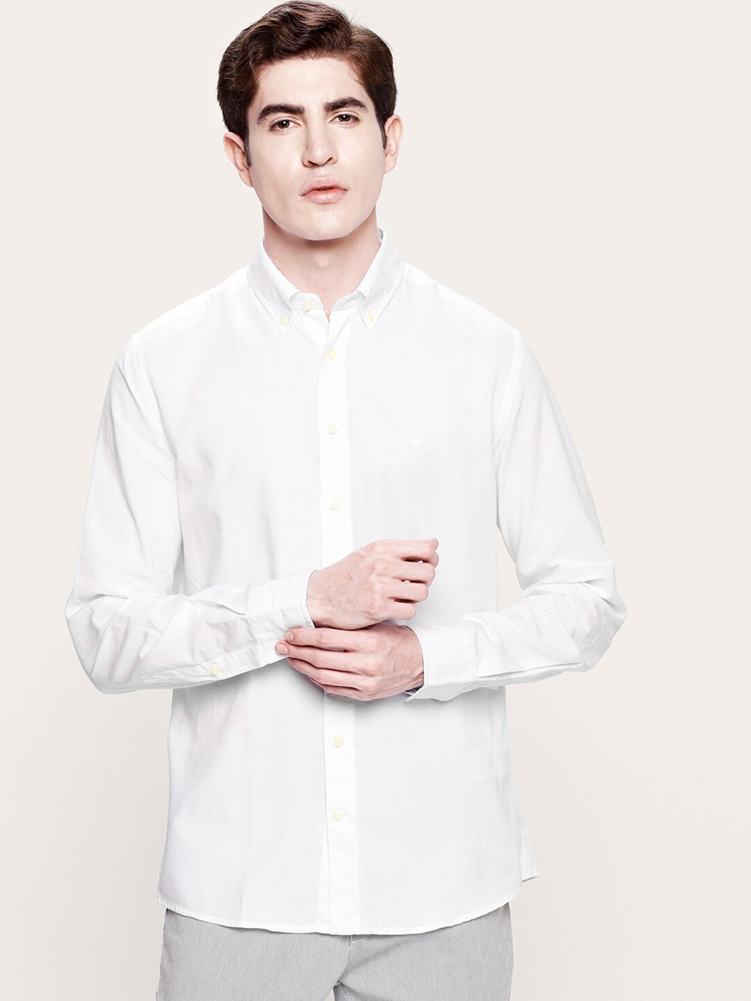 

HACKETT LONDON Men White Button-Down Collar Cotton Casual Shirt
