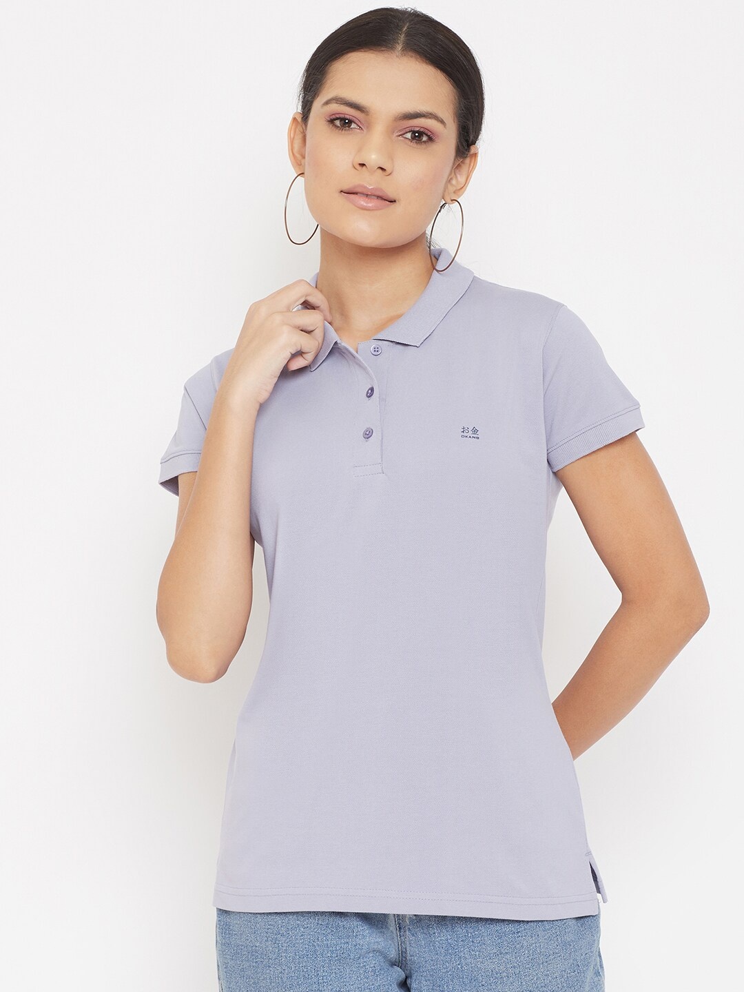 

Okane Women Purple Polo Collar T-shirt
