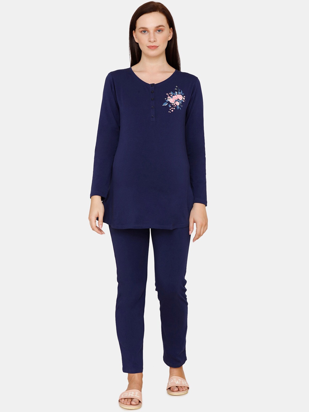 

Zivame Women Navy Blue Night suit
