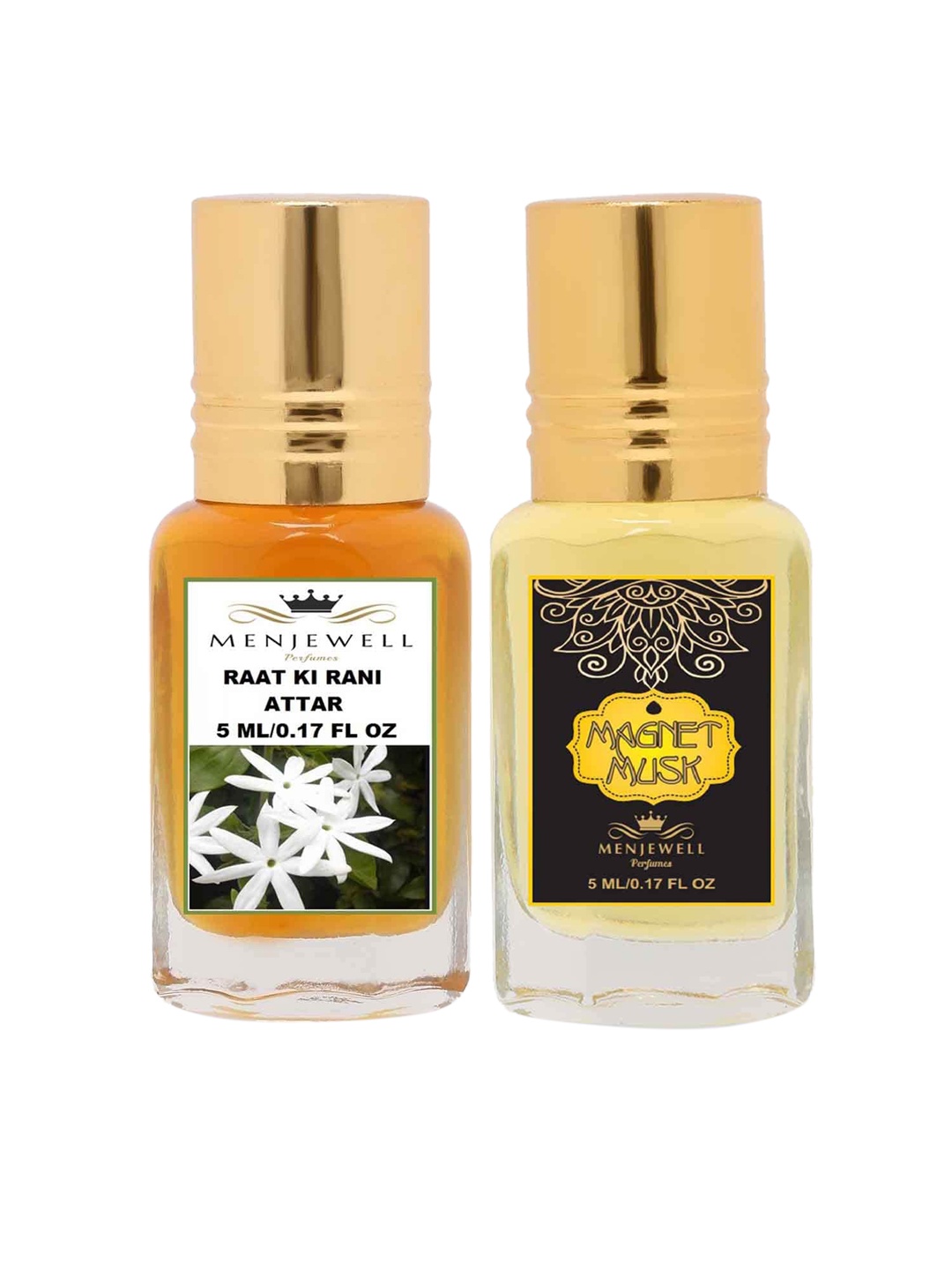 

Menjewell Set of 2 Raat Ki Rani & Magnet Musk Attar, Transparent