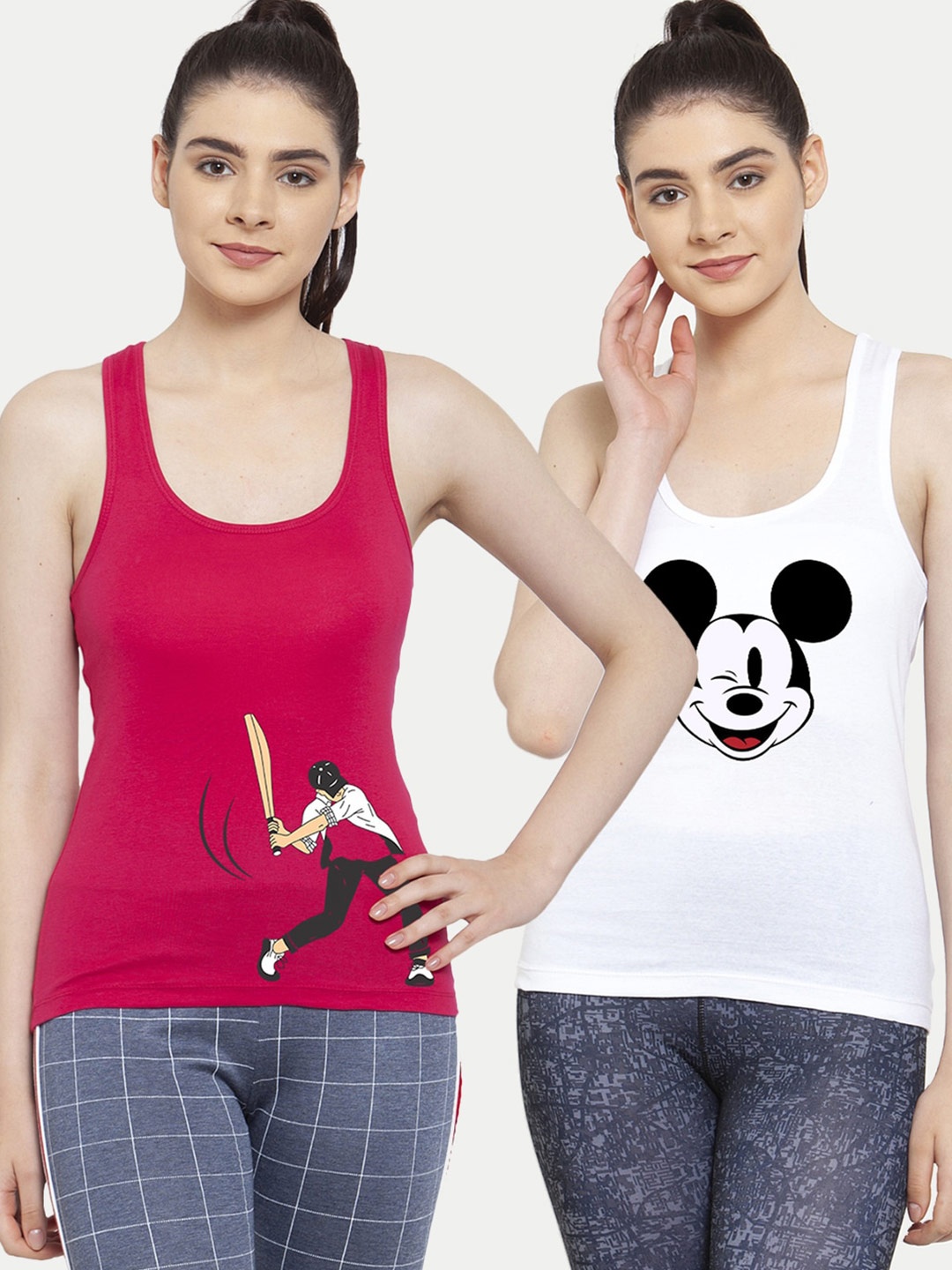 

Friskers Pack of 2 Printed Tank Tops, White