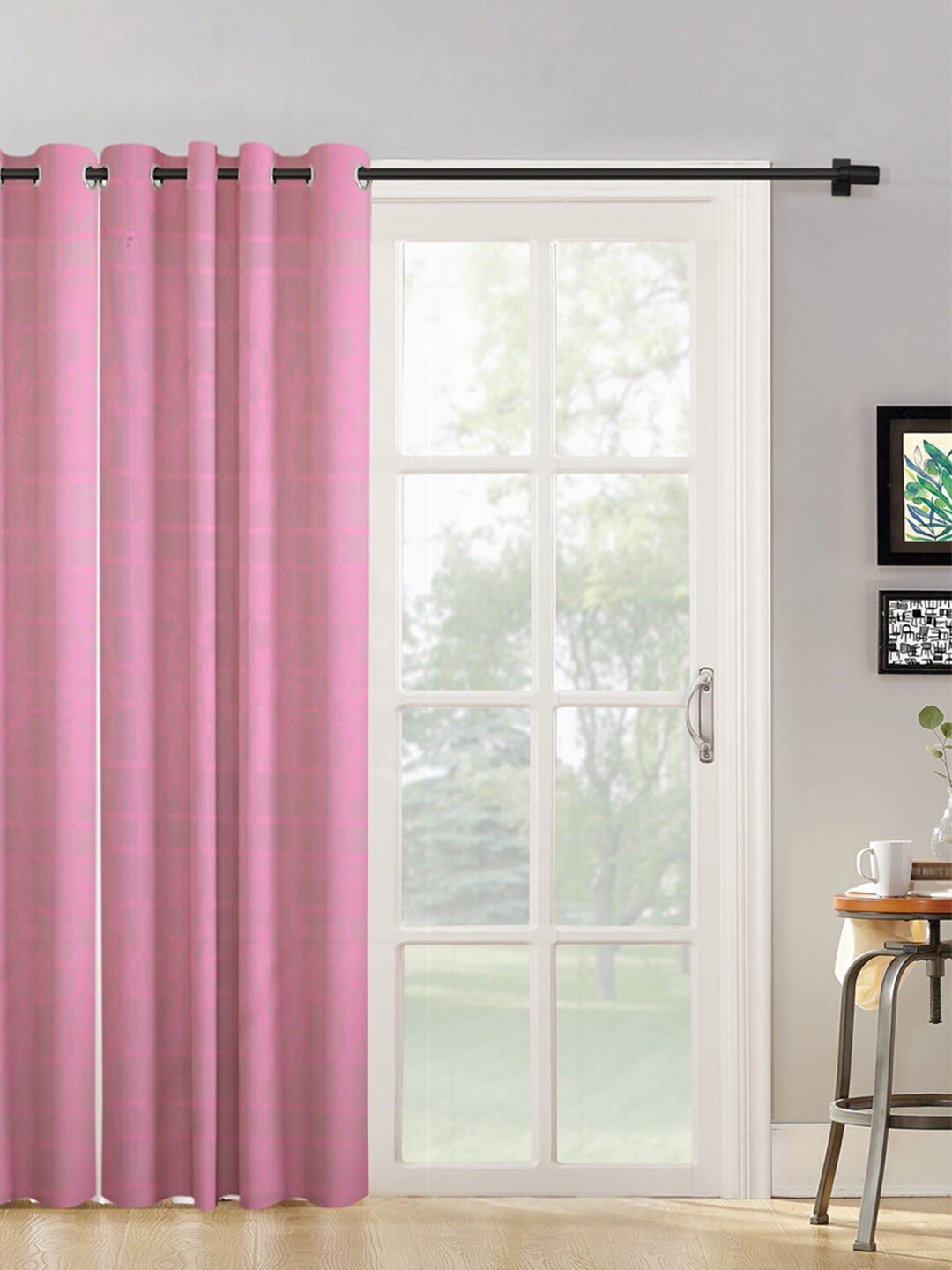 

HOSTA HOMES Pink Floral Long Door Curtain