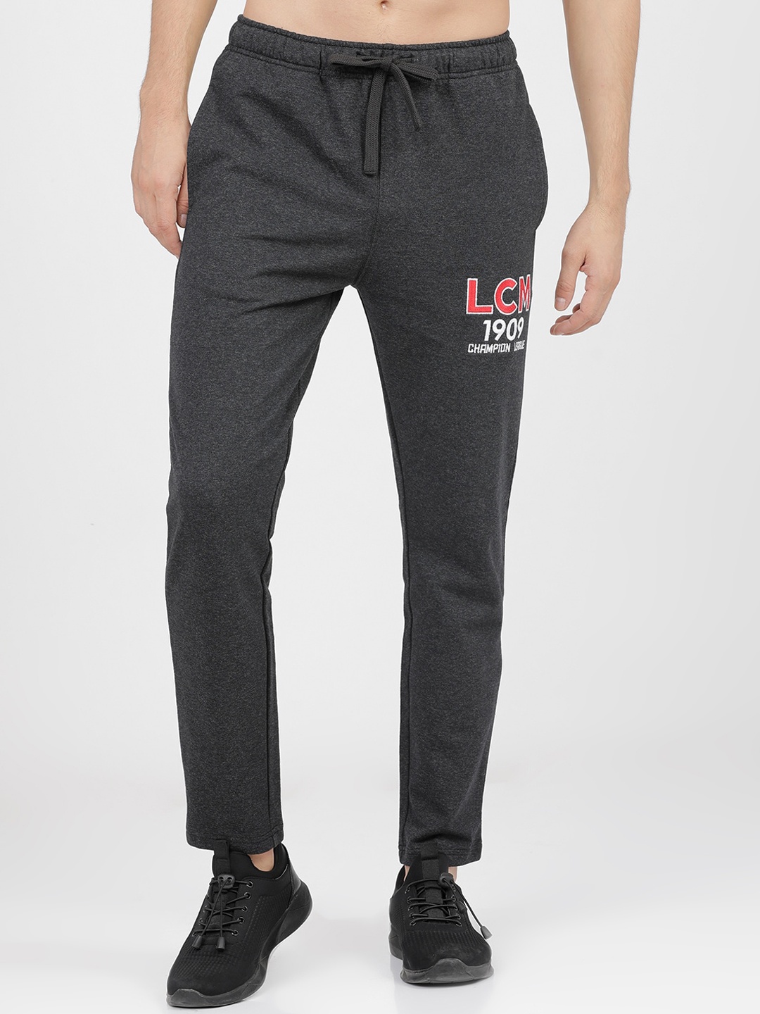 LOCOMOTIVE Men Black Solid Slim-Fit Track Pants