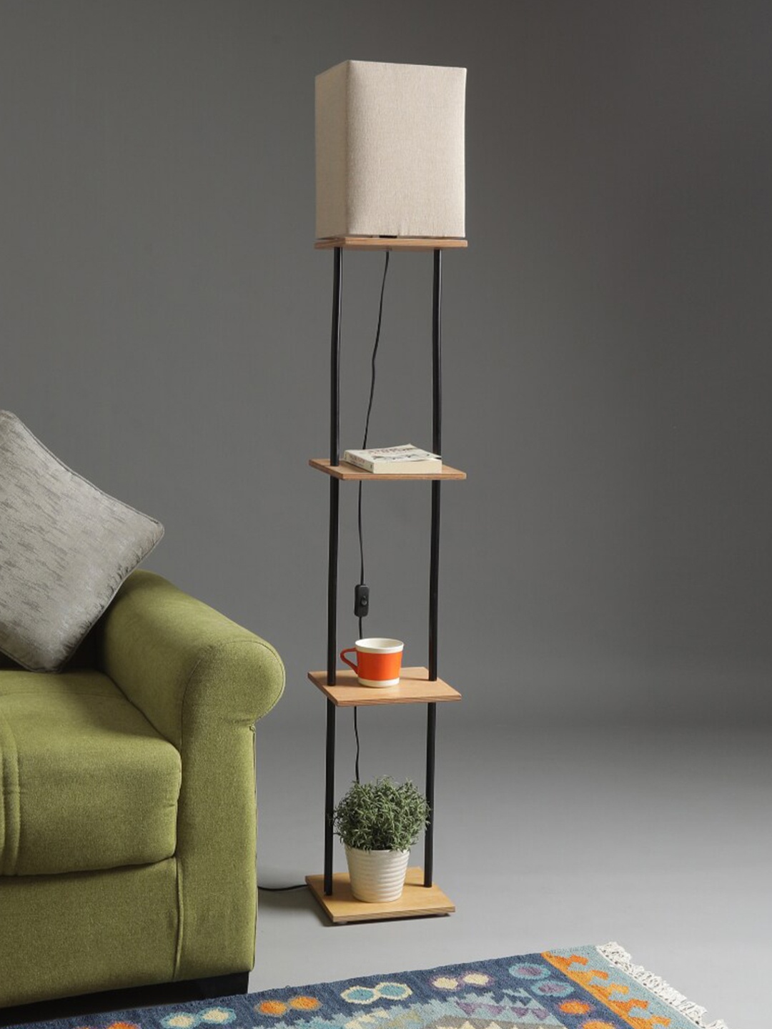 

SANDED EDGE Black & White Contemporary Shelf Lamp