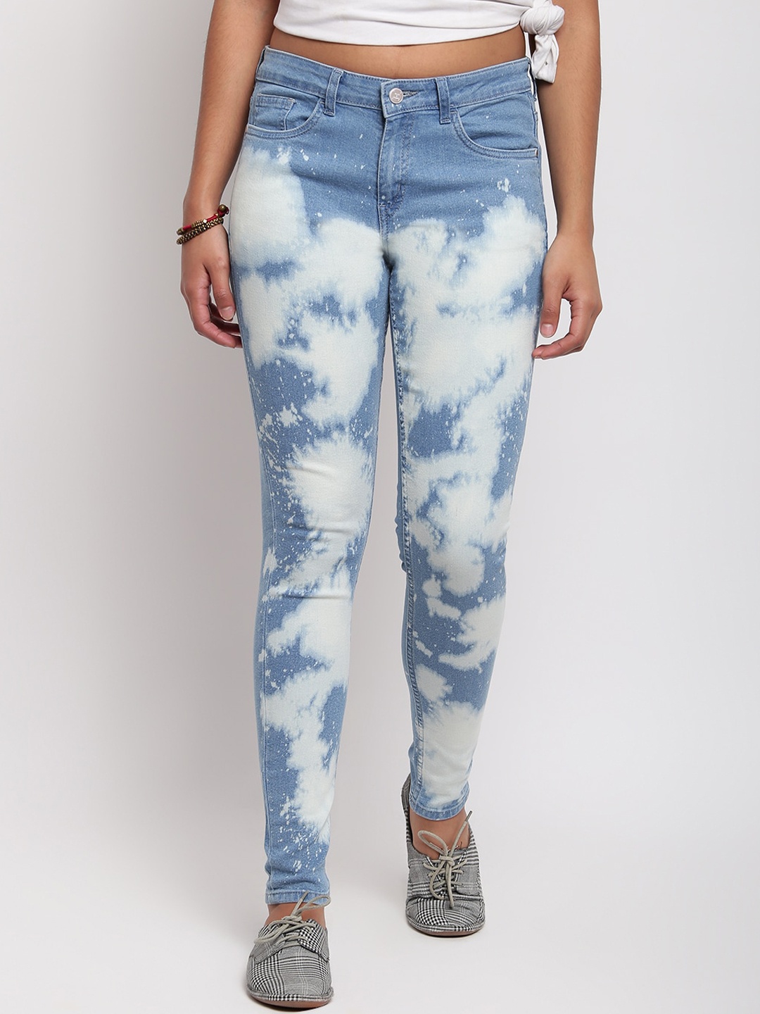 

TALES & STORIES Women Blue Slim Fit Acid Wash Heavy Faded Jeans
