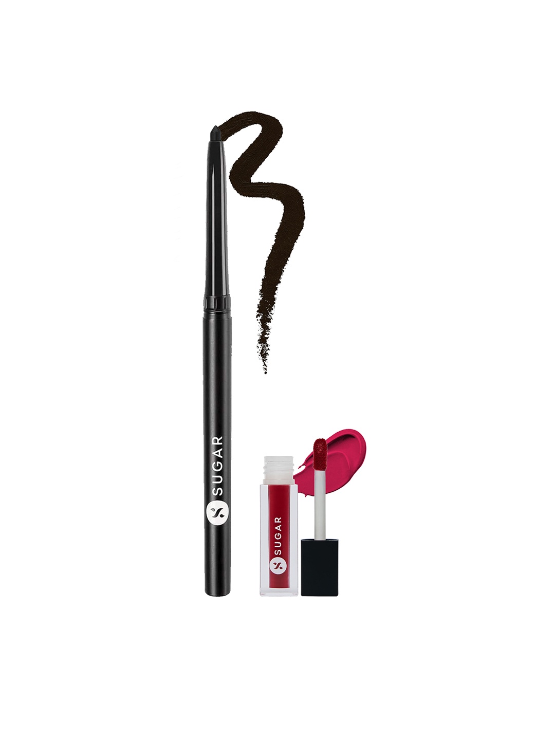 

SUGAR Set of Kohl Of Honour Intense Kajal 01 & Smudge Me Not Liquid Mini Lipstick 02, Black
