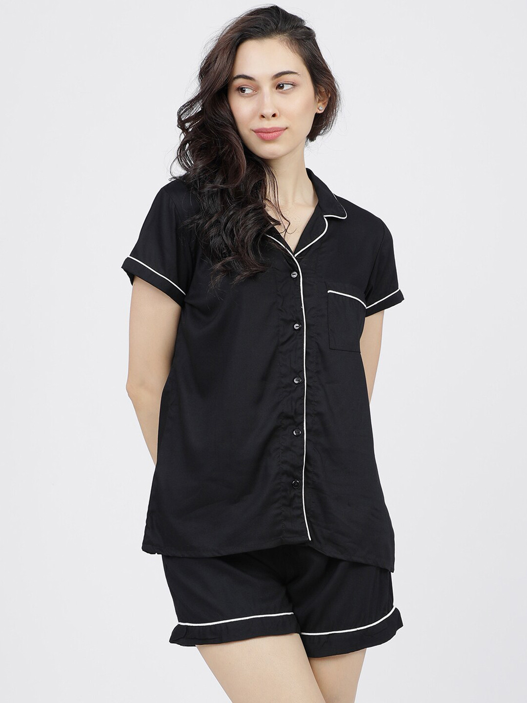 

Tokyo Talkies Women Black & White Night suit
