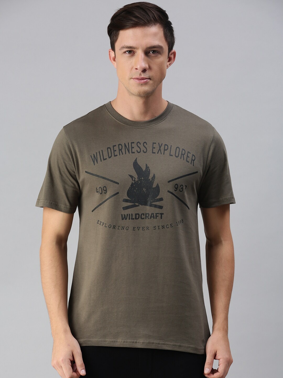 

Wildcraft Men Olive Green Typography Printed T-shirt