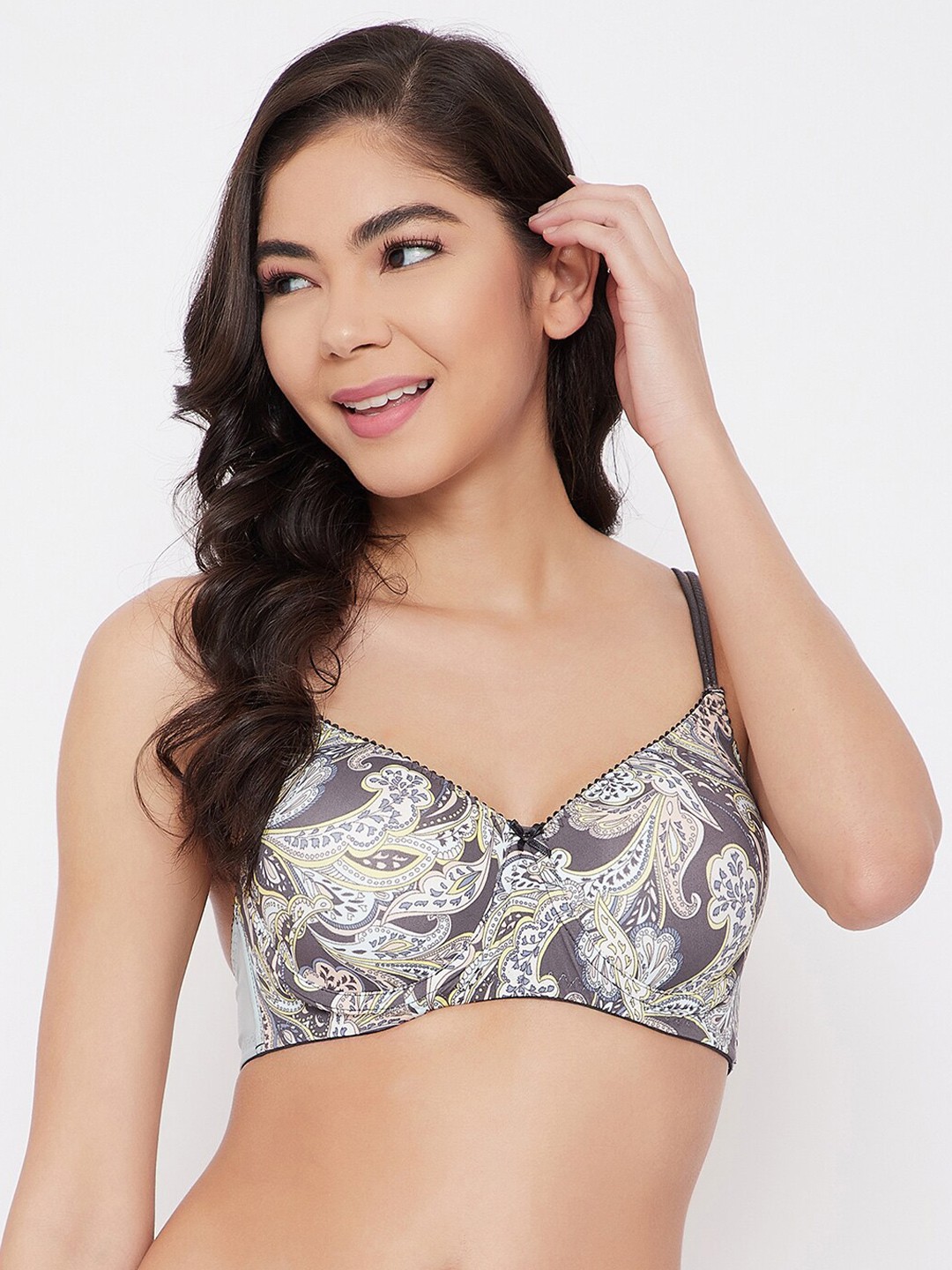 

Clovia Brown & Yellow Floral Underwired Lightly Padded T-shirt Bra BR2116A0536E