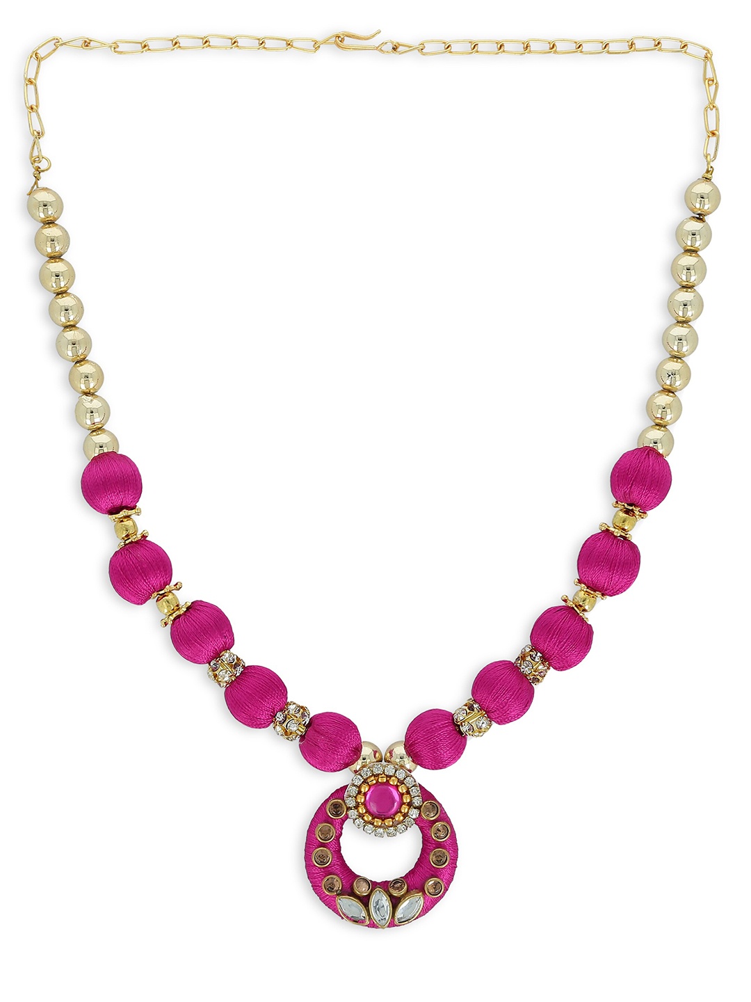 

AKSHARA Gold-Toned & Pink Handcrafted Necklace