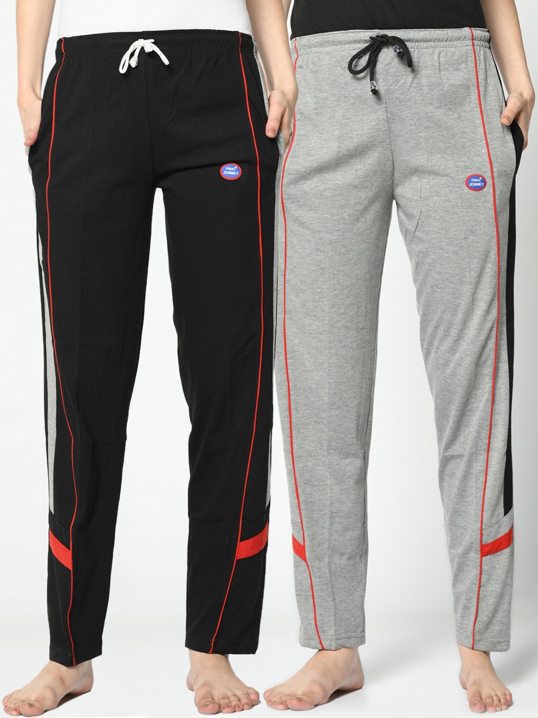 VIMAL JONNEY Women Pack Of 2 Solid Lounge Pants, Black