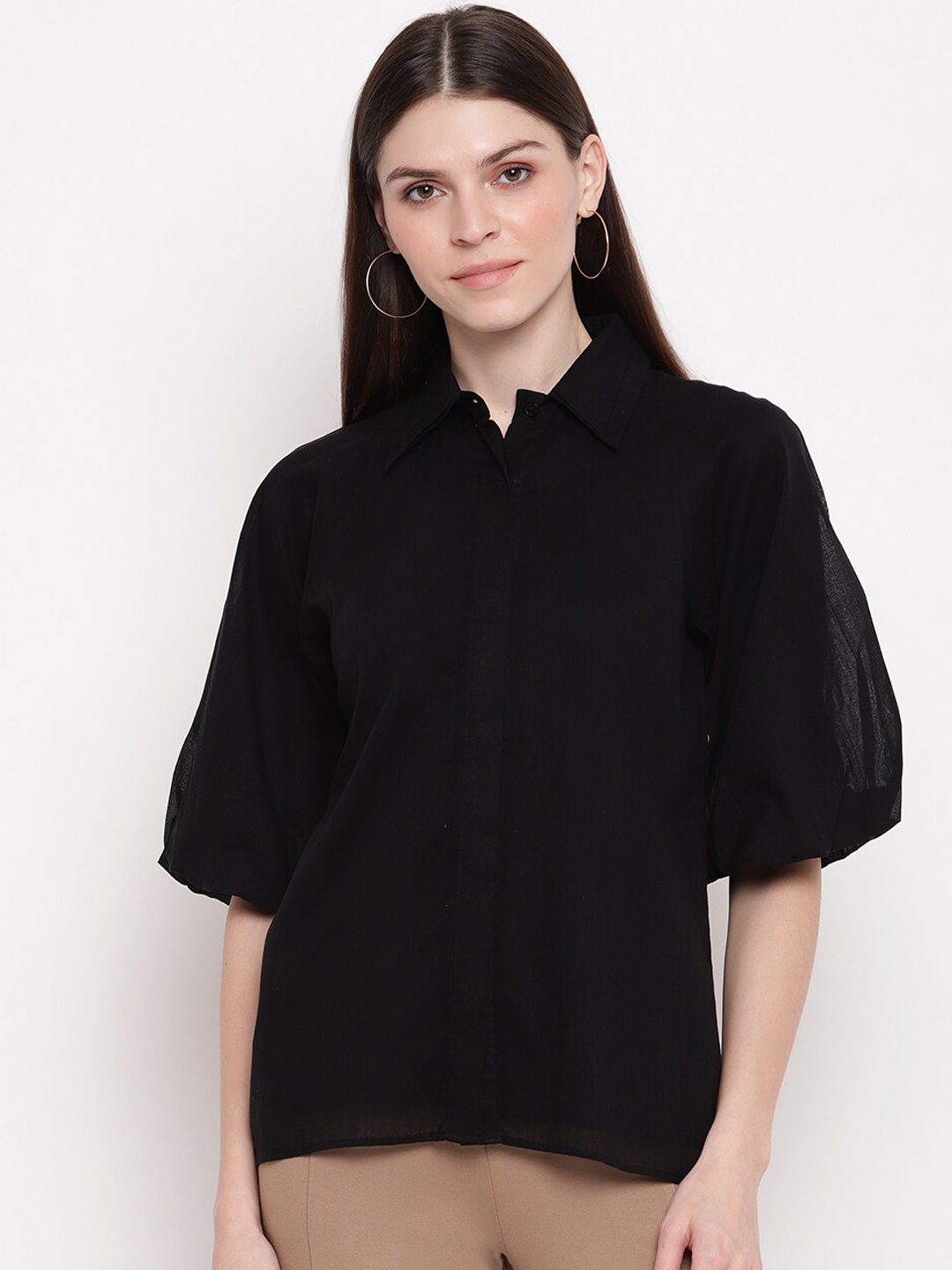 

sandy AND ritz Women Black Cotton Sustainable Casual Shirt